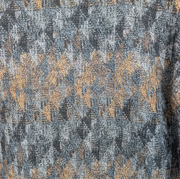 Vintage Knit Wool Crew Neck Grey & Brown Patterned Sweater Mens Large Grandpa - Picture 5 of 7